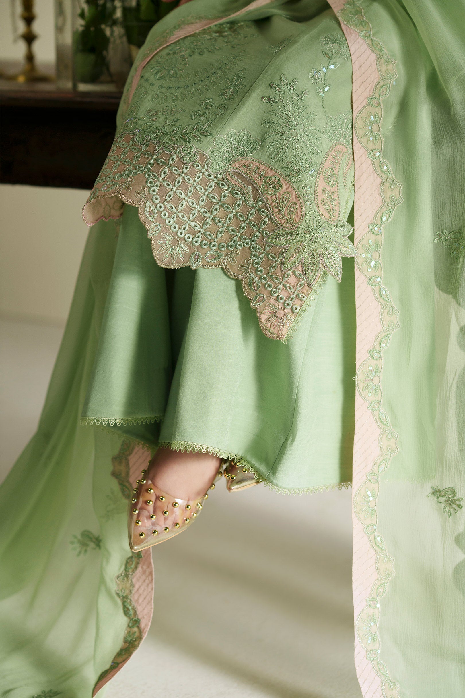 Gajra Mint Green Shirt Set