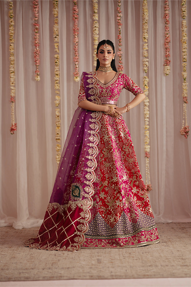 Fuschia Red Lehnga Choli & Dupatta