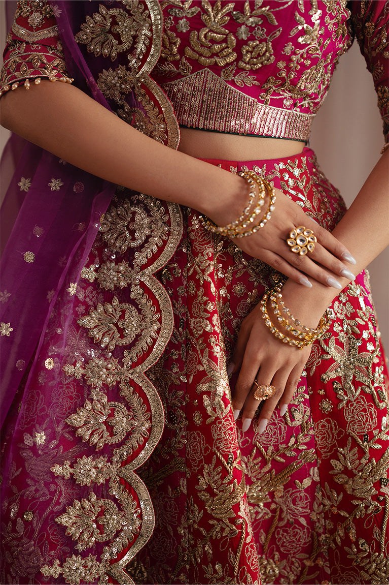 Fuschia Red Lehnga Choli & Dupatta