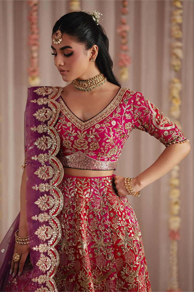 Fuschia Red Lehnga Choli & Dupatta